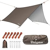 Unigear Zeltplane wasserdicht, sechseckig Tarp mit Ösen + 6 Aluminium Erdnägel+ 6...