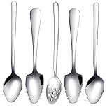 Grapefruitlöffel 5-Teiliges Set, 4 Grapefruitlöffel aus Edelstahl und 1 Löffel mit...