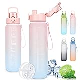 AOHAN Trinkflasche 1l, Wasserflasche Auslaufsicher, Trinkflasche Sport Kohlensäure...