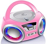 CD-Player mit LED-Beleuchtung | Kopfhöreranschluss | Tragbares Stereo Radio | Kinder...