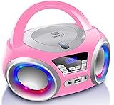 CD-Player mit LED-Beleuchtung | Kopfhöreranschluss | Tragbares Stereo Radio | Kinder...