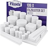 Filzada® Filzgleiter Selbstklebend Set 106 Stück (Eckig und Rund) - Weiß - Profi...