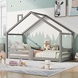 jeerbly Kinderbett Hausbett Einzelbett Madita Anthrazit modern Kinderzimmer Bett...