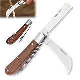 BAIFULAI Okuliermesser Gartenmesser: 16,5 cm Klappbar Okuliermesser mit 2 Klingen,...