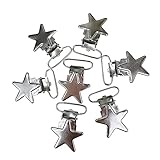 JIHUOO 15 Stück Metall Star Schnuller Clips Hosenträger Clips Schnullerband Halter Bib...