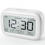 DOOMAY Digital Wecker Nachttisch - Batteriebetriebene Uhr mit LCD-Display-Volumen...