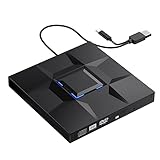 Louttary Externer CD- und DVD-Player, Spielebrenner, DVD, Externer USB 3.0 Typ C CD-,...