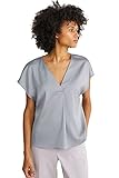 C&A Damen V-Ausschnitt Bluse Unifarben hellgrau 46