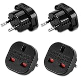 2 Stück Reiseadapter, UK auf DE Adapterstecker, Adapter UK auf EU, UK auf DE...