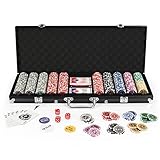 display4top Pokerkoffer 500 Chips Laser Pokerchips Poker 12 Gramm, 2 Karten, Händler,...