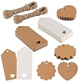 100 Stück Geschenkanhänger Kraftpapier, Papieranhänger Beschriften Kraftpapier Tags mit...