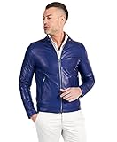 D'Arienzo Lederjacke Bluette Herren Motorrad Jacke Echtleder Made in Italy Ted 46/hellblau