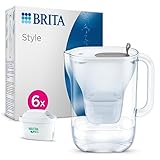 BRITA Wasserfilter-Kanne Style hellgrau (2,4l) inkl. 6x MAXTRA PRO All-in-1 Kartusche –...