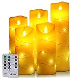 LED flammenlose Kerze, mit eingebetteter Lichterkette, 5-teiliger LED-Kerze, Fernbedienung...