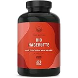 Bio Hagebutten Kapseln hochdosiert - EU Anbau - 270 Kapseln (650mg Hagebuttenpulver) -...