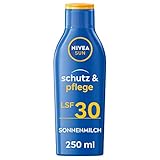 NIVEA SUN Schutz & Pflege Sonnenmilch LSF 30 (250 ml), Sonnencreme für 48h Feuchtigkeit,...