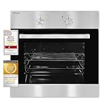 Exquisit Einbaubackofen, Backofen Einbaugerät Silber, 62 L Garraum, Einfache Bedienung,...