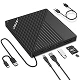 Externes CD DVD Laufwerk USB 3.0 Typ-C, Extern mit SD/TF-Kartenleser Portable DVD RW...