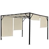 Pergola Baia, Garten Pavillon Terrassenüberdachung, stabiles 6cm-Stahl-Gestell +...