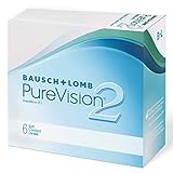 Bausch + Lomb PureVision 2 Monatslinsen, sehr dünne sphärische Kontaktlinsen, weich, 6...