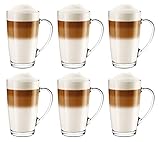 Glasmark Krosno Latte Macchiato Gläser Cappuccino 6er Set Teegläser-Set Mit Henkel...