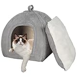 KEEPREAPER Katzenhöhle XXL große Katzen 42x42x45cm, Katzenbett flauschig kuschelhöhle...