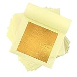 24 Karat Echte Blattgold, 10 Blatt Echte Blattgold Flocken für Basteln, 4,33 x 4,33 cm