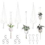 Gvolatee 6 stück Makramee Baumwollseil Hängeampel Set, Blumenampel Halter mit S Haken...