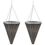 Blumenampel, 2er Set, Rattan Blumentopf Hängeampel Hängepflanzkörb Pflanzampel...