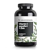 Vitamin C - 360 Kapseln - Hochdosiert mit 1000mg + 15mg Zink - Pflanzlich fermentiert &...