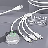 4-in-1 USB C iPhone Apple Watch Ladekabel 1.8M/6FT iwatch Ladekabel, Reiseladegerät für...