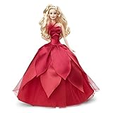 Barbie HBY03 - Signature Holiday Puppe 2022 (blonde Haare) im roten Kleid, mit rotem...