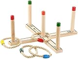 Playtastic Wurfspiel Holz: Outdoor-Ringwurfspiel aus Holz mit 4 Wurfringen, 37 cm...