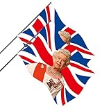 2 Pcs Union Jack Autoflaggen - 2 x Polyester-Autofensterflagge zur Trauer um den Tod der...