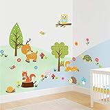 Wandaufkleber Waldtiere Eule für Kinderzimmer DIY für Kinderzimmer Schlafzimmer...