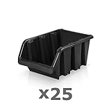 25 Stück Sichtlagerboxen Größe 3 - schwarz (19,5 x 12 x 9 cm)