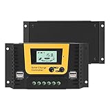 20A SolarLaderegler,PWM Solarladeregler mit LCD-Display,Laderegler 12V 24V 36V 48V,Solar...