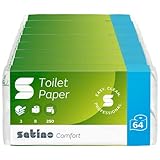 Satino by WEPA Comfort Toilettenpapier 2lagig - Großpackung mit 64 Rollen 100%...