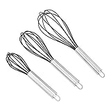 AmazonCommercial Edelstahl- und Silikon-Schneebesen-Set, antihaftbeschichtet, 20,3 cm, 3...
