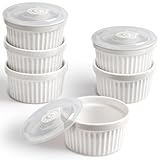 homEdge Auflaufförmchen-Set aus Porzellan mit Deckel, 240 ml Eisschale, Creme Brûlée...
