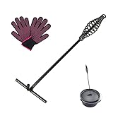 Deckelheber Griffhaken,26CM Feuertopf Deckelheber und Grillhandschuhe,Gusseisen T- Stangen...