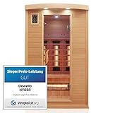 Dewello® Infrarotkabine Infrarotsauna Hyder 115x105 für 1-2 Personen aus Hemlock Holz...