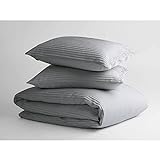 SUSSEXHOME 3-teiliges Bettbezug-Set, 100 % Bio-Baumwolle, gewebt, plissiert, grauer...