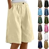 Generisch Capri Jeans Damen Cotton Shorts Damen Shorts Linen Leinenhose kurz Kurze...