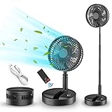 Tragbarer Ventilator Leise Standventilator mit Fernbedienung - 7200mah Akku Fan USB Klein...