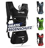 SASMO Sports® Trinkrucksack (schwarz) mit Thermofach | Laufrucksack Ultraleicht 300g |...