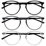 Opulize Met Lesebrille 3er Pack Schlank Runder Rahmen Federscharniere Kratzfest Schwarz...