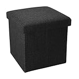 INTIRILIFE Faltbarer Sitzhocker 30x30x30 cm in Diamant SCHWARZ - Sitzwürfel mit Stauraum...