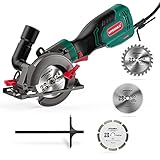 HYCHIKA Handkreissäge, 750W Kreissäge 3500U mit 3 Sägeblättern (115 und 125mm) mit...