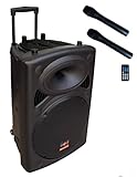 Mobile PA Sound Anlage Akku-MP3-USB-SD inkl. Funkmikrofone 900W Soundsystem E-Lektron...